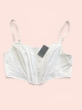 Eloquii Cream White Corset Crop Top with Adjustable Straps